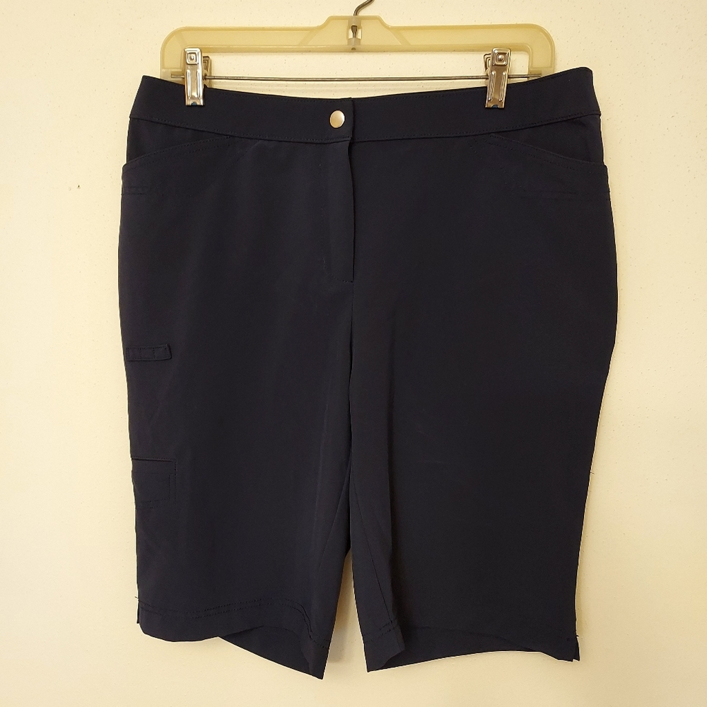 WEEKENDS BY CHICO'S SIZE 1 WOMENS CONTEMPORARY BLUE SHORTS SIDE ZIPPER POCKET